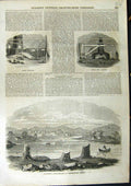 Old Antique Print C1850 Lumbering Hunterstown Canada Steam Hammer Furnace 19th