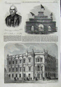 Original Old Antique Print 1860 Metropolitan Works Spring Gardens Arch Ottawa