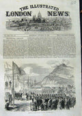 Original Old Antique Print 1869 Landing Prince Arthur Quebec Canada Ships 19th
