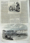 Original Old Antique Print 1869 School Deaf Manchester Farina Niagara Tightrope