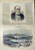 Original Old Antique Print 1877 Rev. John Abbott View St. John Brunswick Bridge