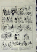 Original Old Antique Print 1883 English Christmas Paris France Illustrations