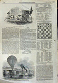 Original Old Antique Print 1846 Reyns Patent Cab Nassau Balloon Battersea 19th