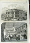 Original Old Antique Print 1865 Baden-Baden Theatre Salon De Conversation Dance