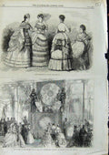 Original Old Antique Print 1869 Paris Fashion Officers Ball Inniskilling Willis