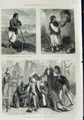 Original Old Antique Print 1873 Man And Wife Prince Wales Theatre China Peiho