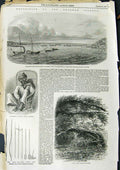 Original Old Antique Print 1858 Andaman Islands Ship H.C Steamer Pluto Weapons