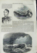 Old Antique Print 1846 Walter Raleigh Gilbert Jupiter Ship Henry Clay Sea 19th