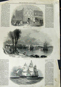Old Antique Print 1846 Australia Sydney Council Massachusets Steam Ship 19th