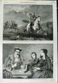 Old Antique Print 1864 Royal Academy Art Escape Man Horse Jewellery Sale 19th