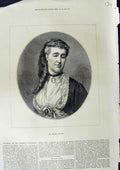 Original Old Antique Print 1873 Portrait Empress Eugenie Lady Woman Victorian