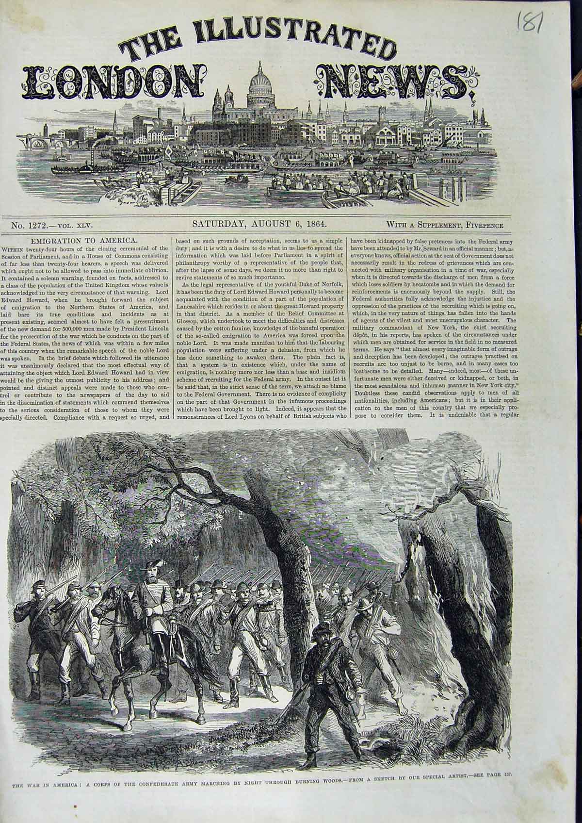 Original Old Antique Print 1864 War America Siers Civil War Army Woods 19th