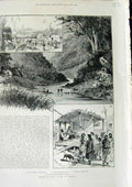 Original Old Antique Print 1893 South Lushai Column Goorkhas Camp Kellam 19th