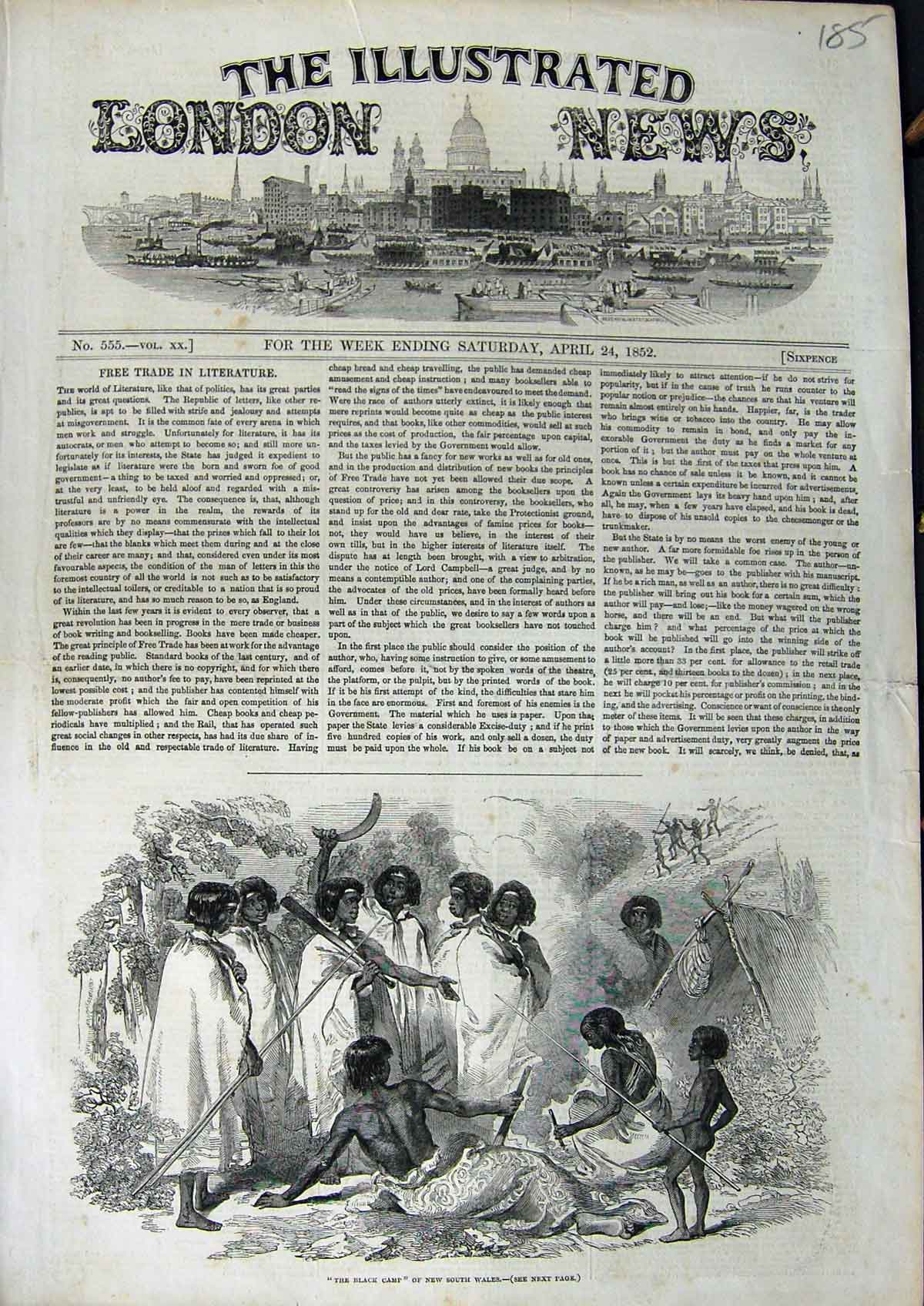 Original Old Antique Print 1852 Black Camp New South Wales Australia Victorian