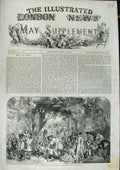 Original Old Antique Print 1852 Fete Champetre King Charles Ii 19th