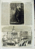 Antique Old Print *3117 1869 Revolt Cadiz Troops Attacking Townhall Sentinel