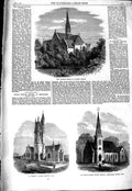 Original Old Antique Print English Church Cannes France Kentish Brantford 1867