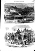Original Old Antique Print 1867 Summer Palace Prince Satzuma Japan Sword-Bearer