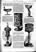 Old Antique Print 1867 Bacchanalian Cup Ivory Augsburg Hindoo Idol Tazza 19th