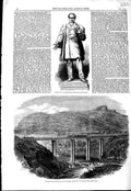 Original Old Antique Print 1867 Statue D'Epinay Louis Mauritius Bridge Railway