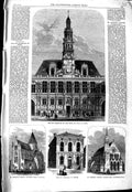 Old Antique Print 1867 Campanile Hotel Ville Paris Romsey Aerdeen Church 19th