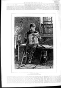 Original Old Antique Print 1875 Dudley Gallery Art Boy Singing Solo Smith 19th
