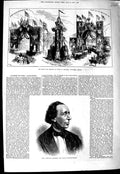 Original Old Antique Print 1875 Prince Wales Chatham Hans Christian Anderson