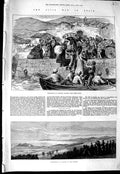 Original Old Antique Print Civil War Spain Guetaria Bombardment Carlists 1875