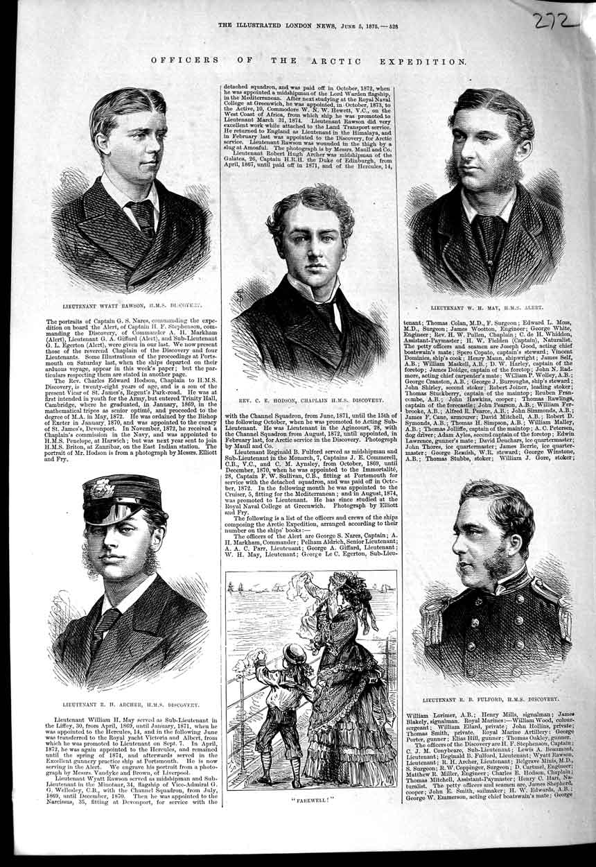 Old Antique Print 1875 Arctic Expedition Rawson Hodson Archer Fulford May 19th