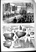 Original Old Antique Print 1875 Apparatus Arctic Expedition Banquet Portsmouth