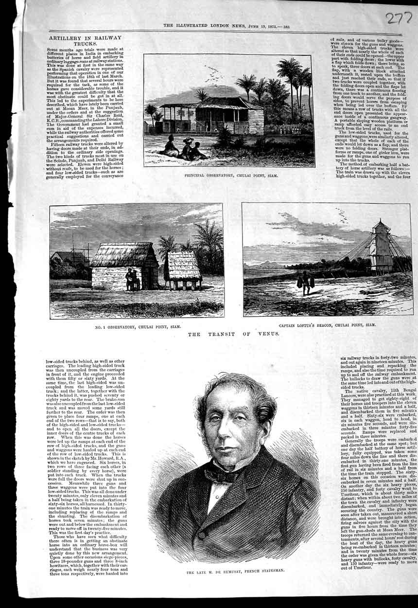 Old Antique Print Remusat French Statesman 1875 Transit Venus Observatory 19th