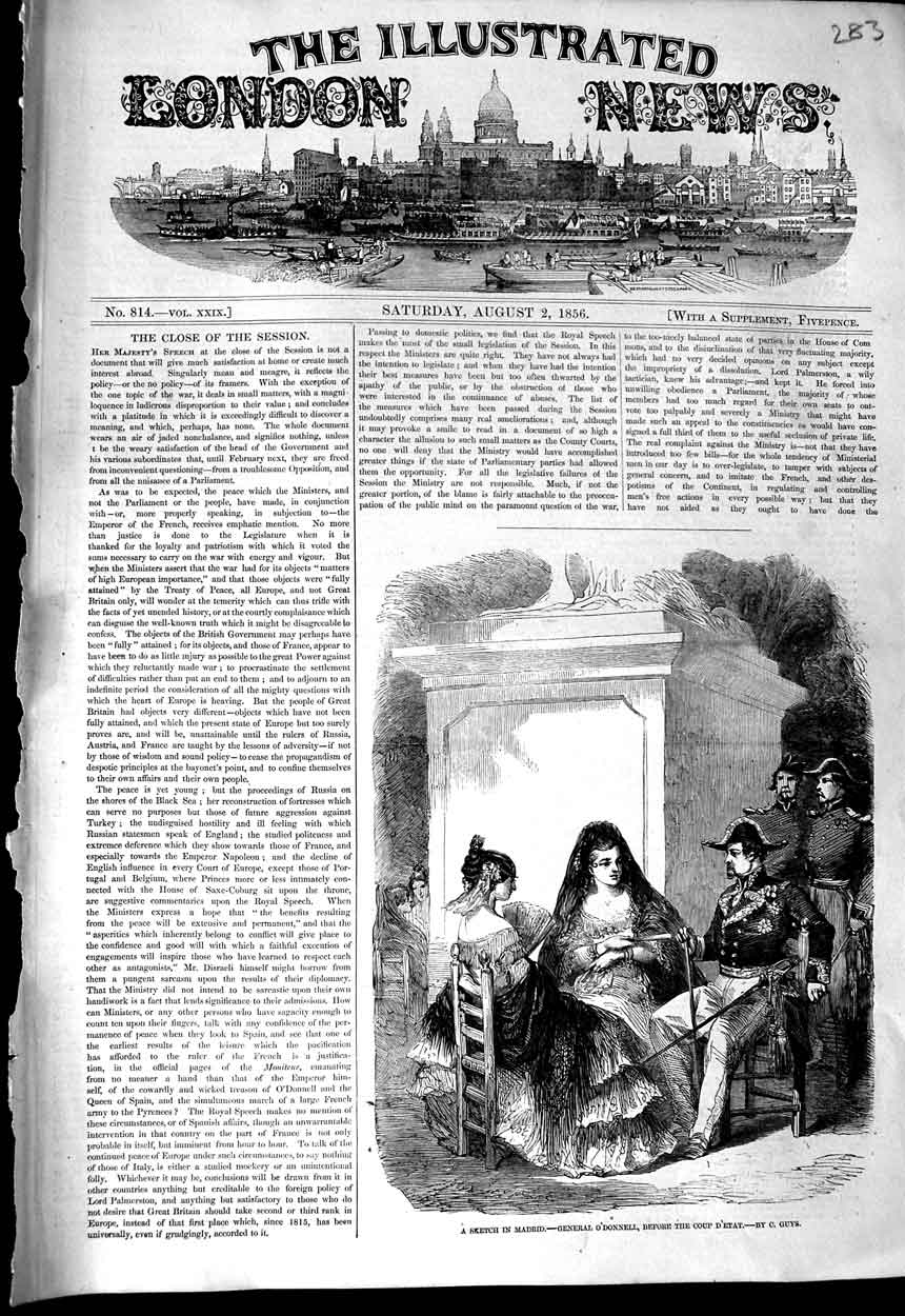 Original Old Antique Print 1856 Madrid Spain General O'Donnell Coup D'Etat Guys