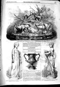 Old Antique Print 1856 Statue Princess Helena Louise Lord Stamford Stags 19th