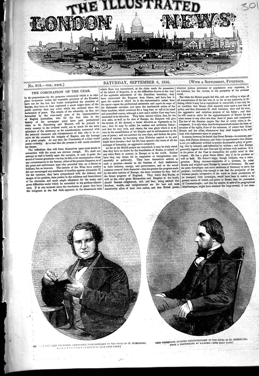 Old Antique Print 1856 Earl Granville Petersburg Lord Wodehouse Minister 19th