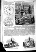 Old Antique Print 1856 Church Hendon Baptist Chapel Coventry Fish Paris 19th