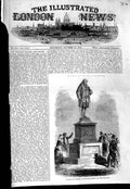 Original Old Antique Print 1856 Statue Dr. Franklin Boston America Victorian