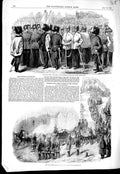 Original Old Antique Print Courtyard Kremlin Coronation 1856 Moscow Firemen