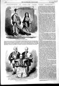 Original Old Antique Print 1856 Japanese Mother Daughter Simoda Hakodadi Japan
