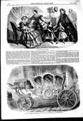 Original Old Antique Print State Carriage Empress Russia 1856 Paris Fashion