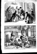 Original Old Antique Print 1856 Christmas Uncle John Packing Hamper Food House