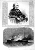 Old Antique Print Portrait M'Culloch 1864 Fire Mail- Steamer Ship Roanoke 19th