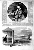 Old Antique Print 1864 Electro-Ballistic Apparatus Cannon-Shot Lady Art 19th