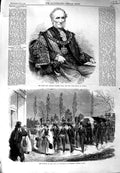 Original Old Antique Print Warren Hale Mayor London 1864 Funeral Duke Newcastle