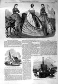 Original Old Antique Print 1864 Patent Steam Wheel Pimlico Church Oban Fashion
