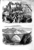Old Antique Print 1864 Bridge River Wai-Au-Ua Statue Hercules Fiori Rome 19th