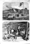 Old Antique Print 1864 Shoeing Bullock India Explosion Mine Southampton 19th