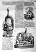 Old Antique Print 1864 Stockton Horse Race Cup Doncaster Church Leghorn 19th