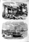 Old Antique Print 1864 Accident North London Railway Milford Haven Ship 19th
