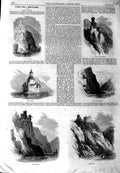Old Antique Print 1864 Rhine Rheinstein Falkenburg Katz Pfalz Lurleiberg 19th