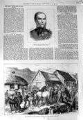 Old Antique Print 1881 General Dacres Constable Tourists Geysirs Iceland 19th